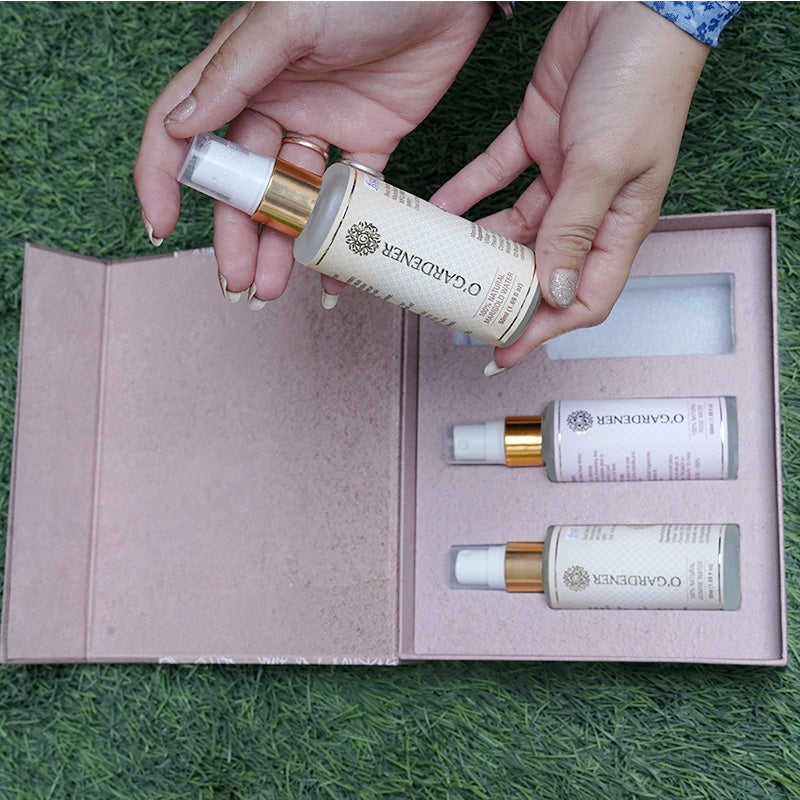 Floral Water Combo Set of 3 - Rose Water, Jasmine/Mogra Water, Marigold Water 50 ml Glass Spray Bottles
