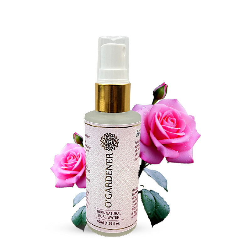 Floral Water Combo Set of 3 - Rose Water, Jasmine/Mogra Water, Marigold Water 50 ml Glass Spray Bottles
