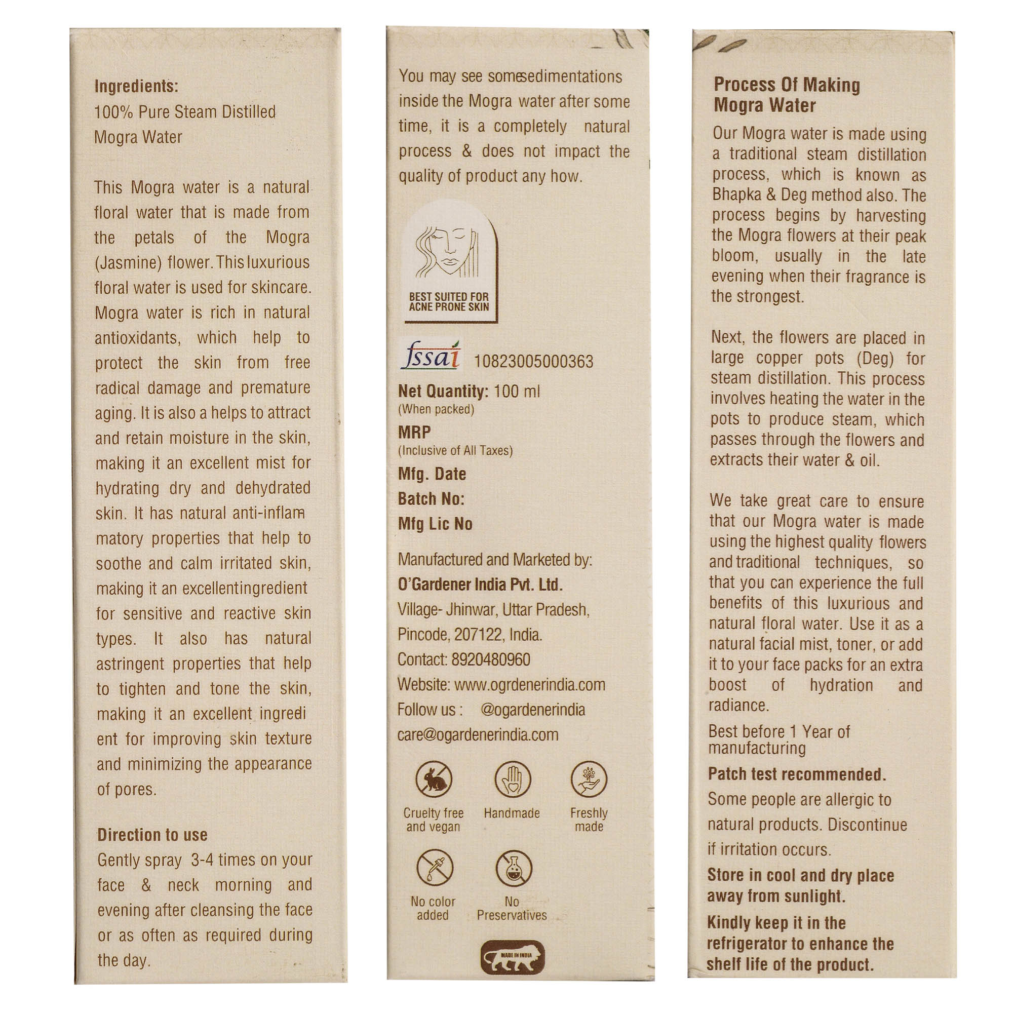 Jasmine Water/ Mogra Water – Travel Pack – 100 Ml (Plastic bottle)