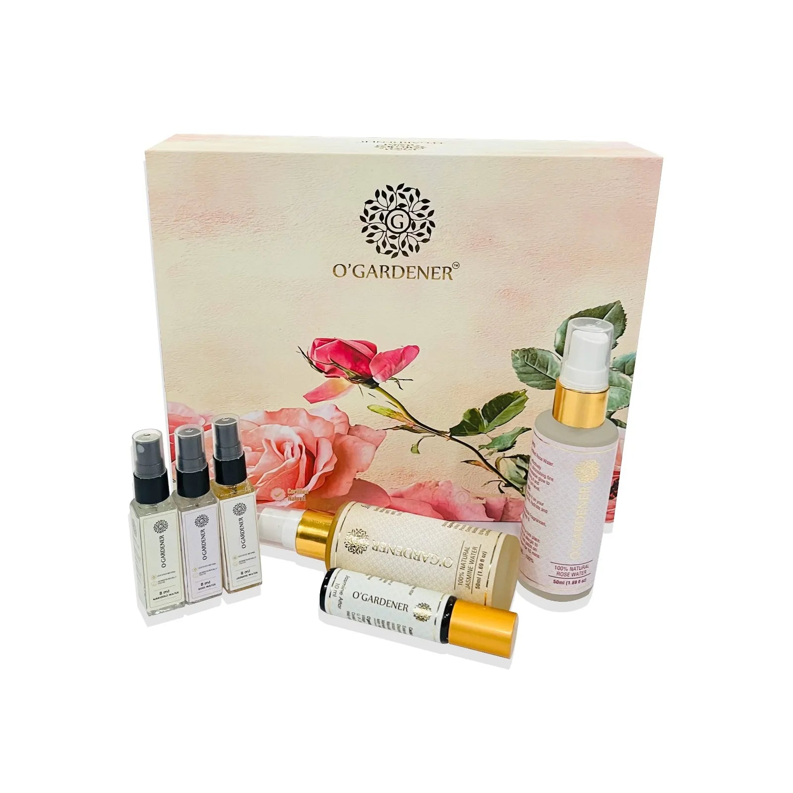 O’Gardener Rose Water, Jasmine Water, Jasmine Attar, Shamama Attar, & Mitti Attar Combo