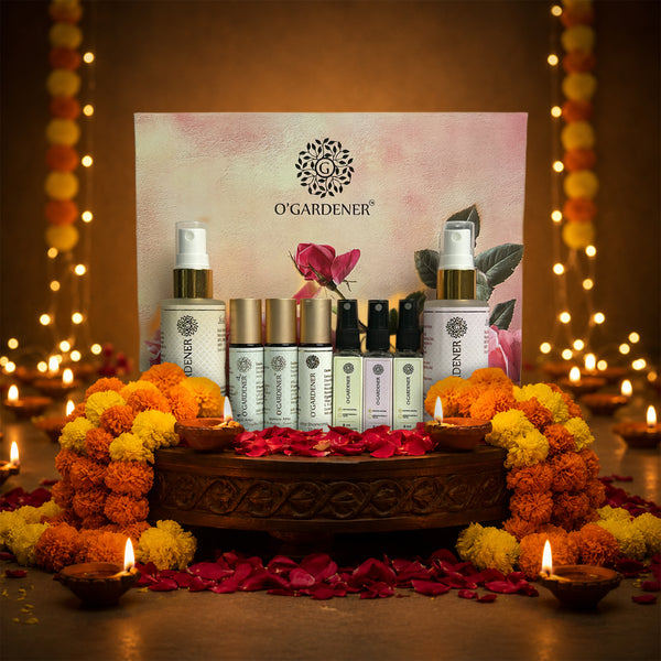 OāGardener Rose Water, Jasmine Water, Jasmine Attar, Shamama Attar, & Mitti Attar Combo