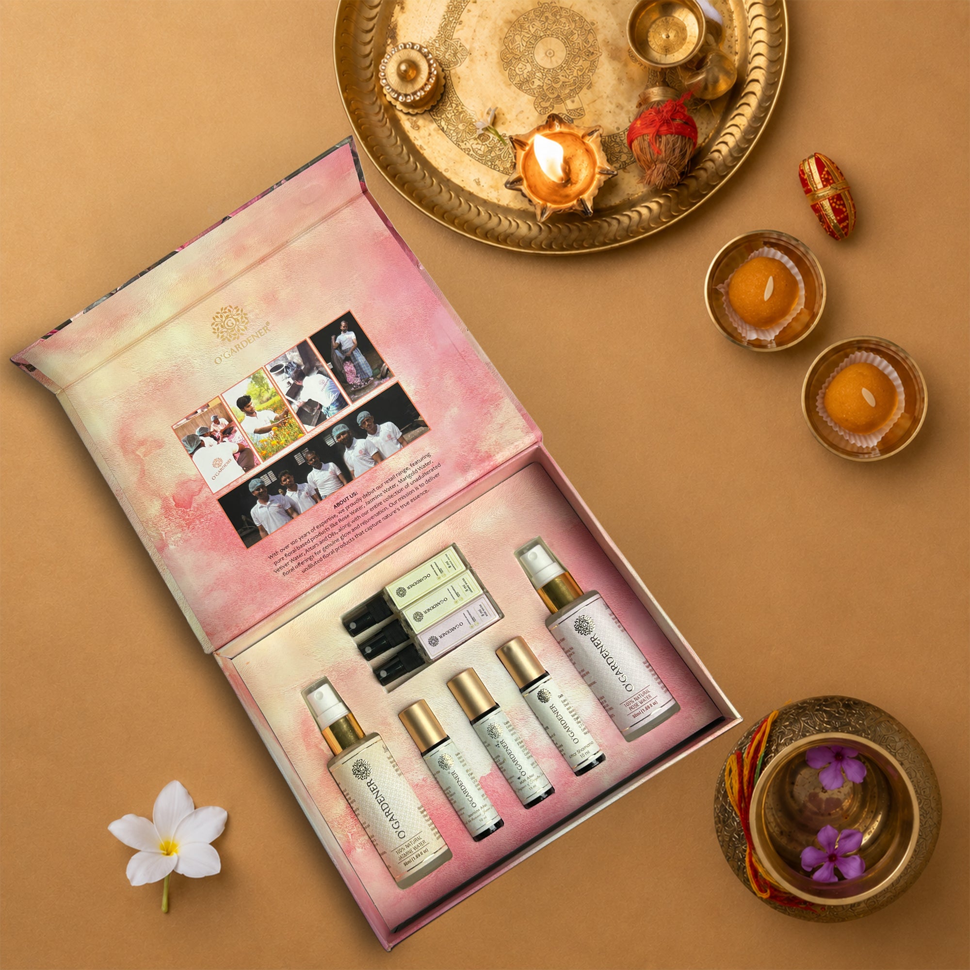 O’Gardener Rose Water, Jasmine Water, Jasmine Attar, Shamama Attar, & Mitti Attar Combo