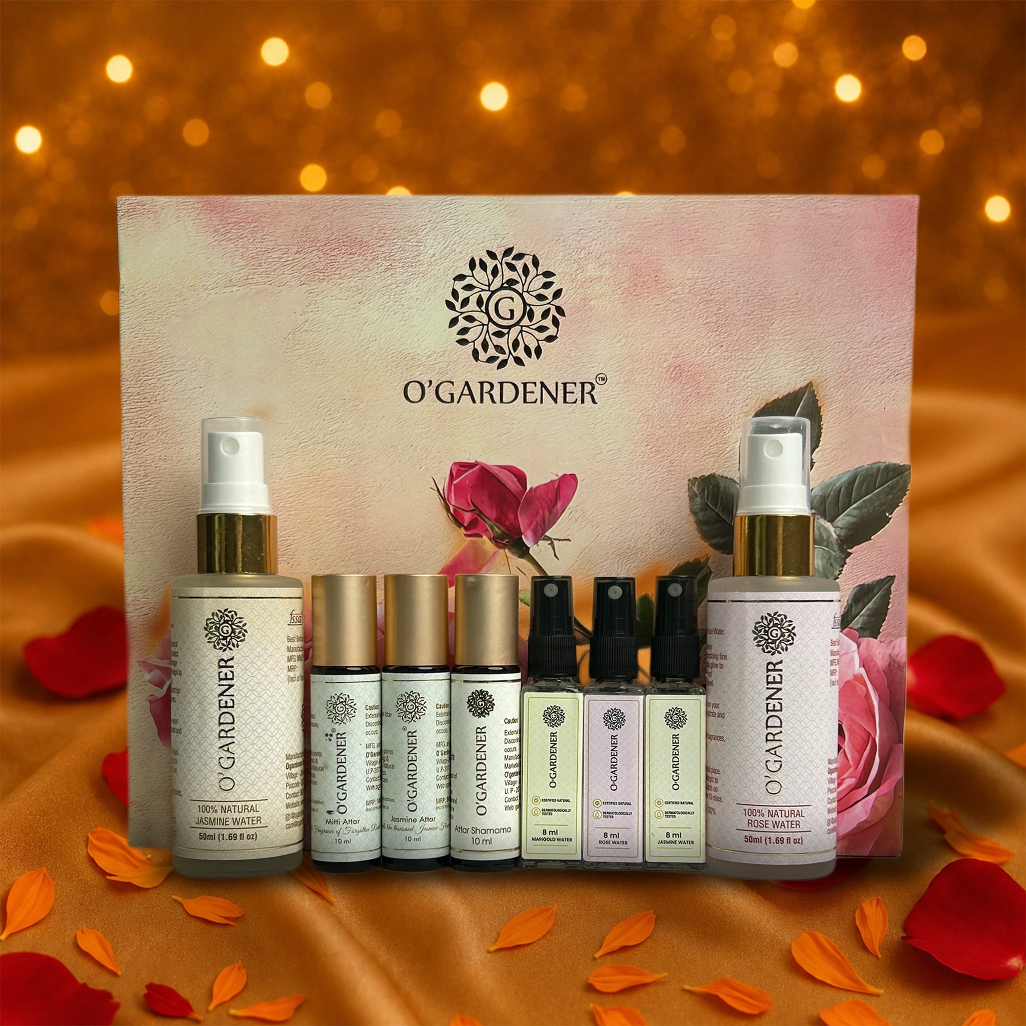 O’Gardener Rose Water, Jasmine Water, Jasmine Attar, Shamama Attar, & Mitti Attar Combo
